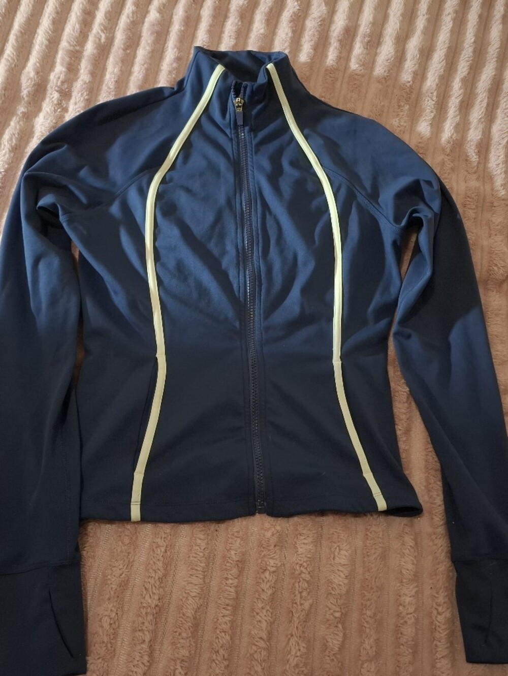 Womans Navy Blue Swim Jacket with Yellow Trim